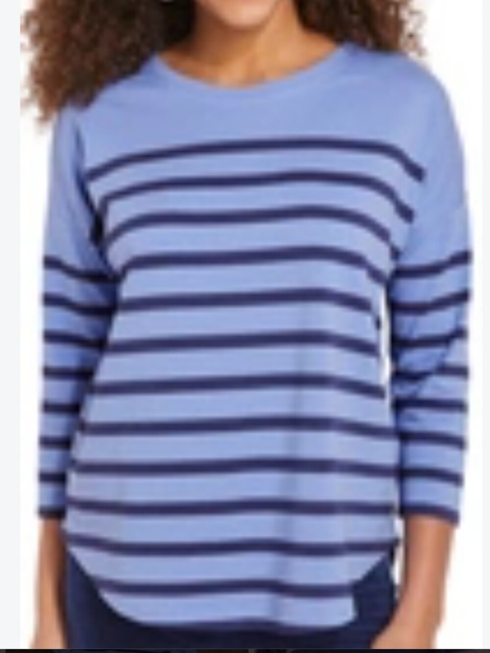 Vineyard Vines Light Blue and Navy Striped Long-Sleeve Tee
